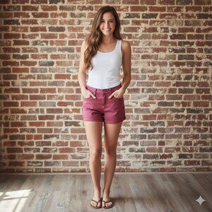 Universal Thread cranberry red high ride midi shorts sz 8, approx 4 inch inseam